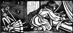 wood-engraving print: The Doll's Bed for Four Tales from Hans Andersen